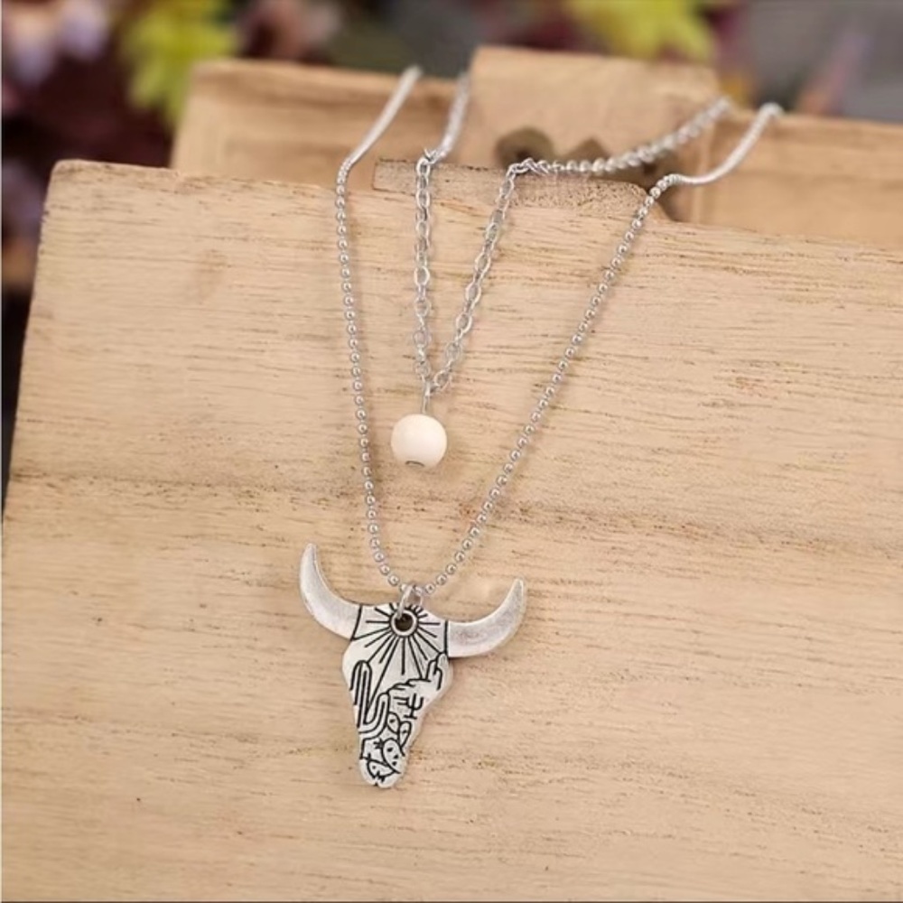 Cow head double layer necklace